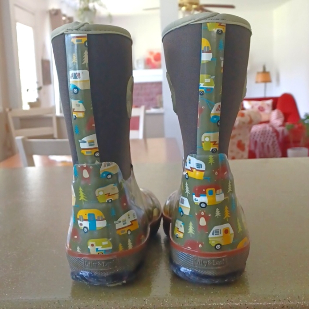 Lily & Dan- Camper Print Thick Rubber Muck/Rain Boots Insulated Youth Size 2/3 - Picture 5 of 10
